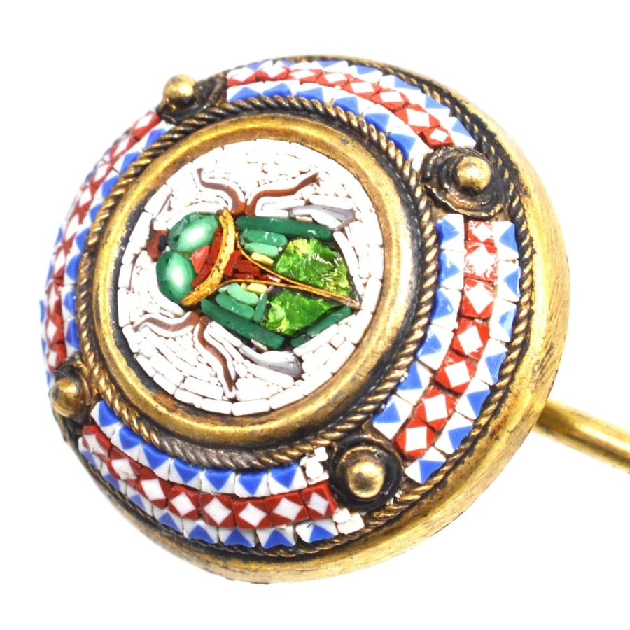 19th Century Egyptian Revival Micromosaic Tie Pin of a Scarab Beetle | Parkin and Gerrish (UK)