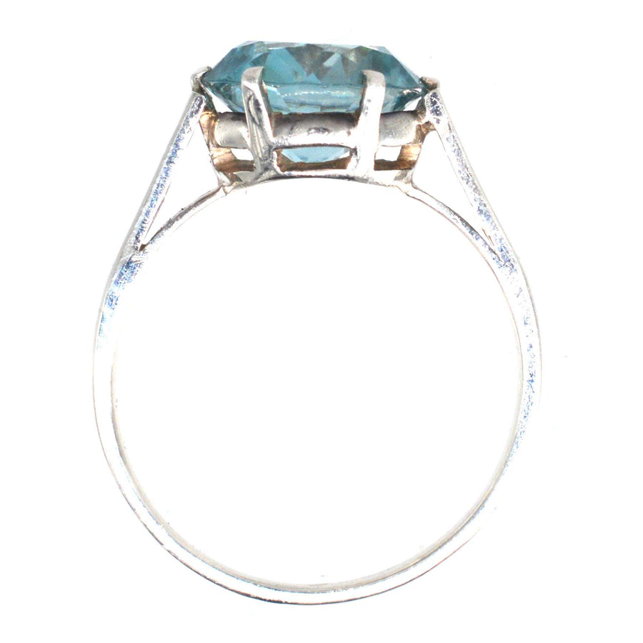 Art Deco 18ct White Gold Blue Zircon Solitaire Ring