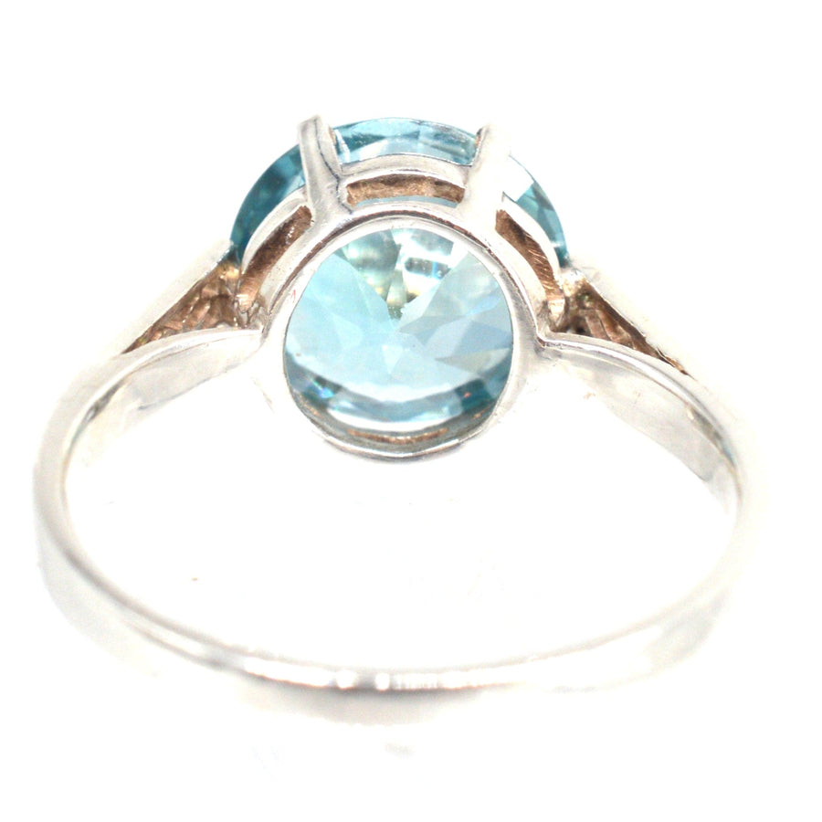 Art Deco 18ct White Gold Blue Zircon Solitaire Ring
