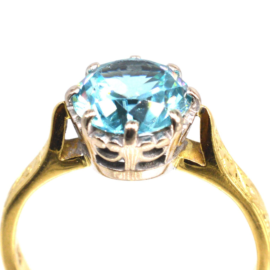 Vintage 18ct Gold and Platinum Zircon Solitaire Ring