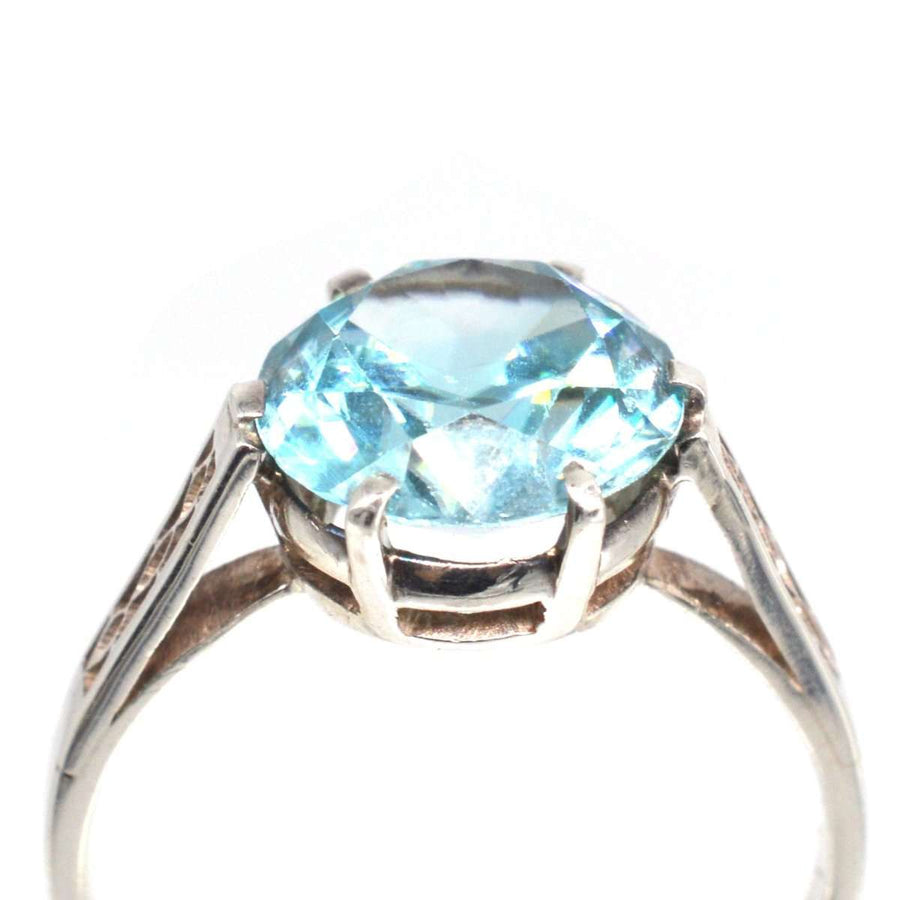 Art Deco 18ct White Gold Blue Zircon Solitaire Ring | Parkin and Gerrish (UK)