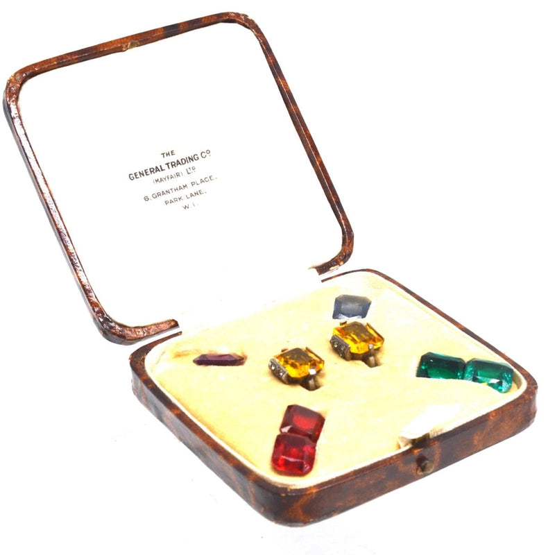 Art Deco Interchangeable Paste Earrings in Original Case