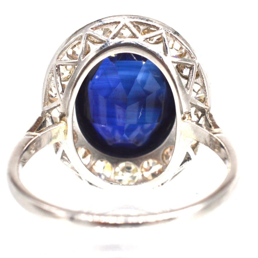 Art Deco Platinum Synthetic Sapphire & Diamond Cluster Ring | Parkin and Gerrish (UK)