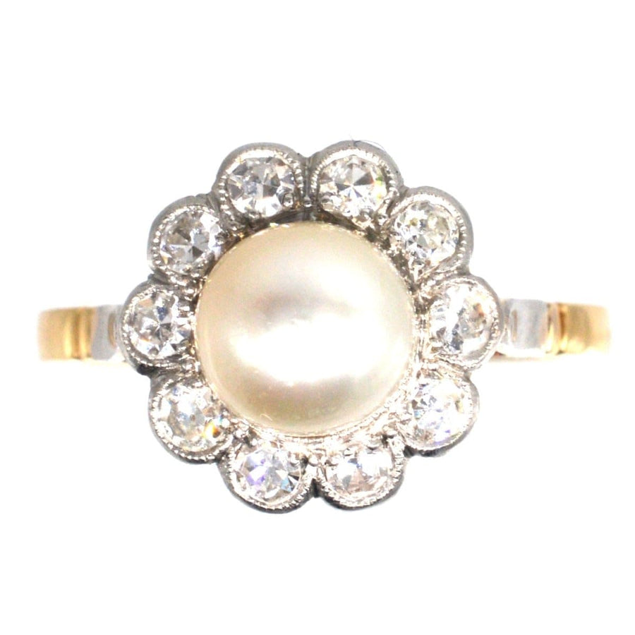 Early 20th Century French 18ct Gold and Platinum, Pearl and Diamond Cluster Ring | Parkin and Gerrish (UK)