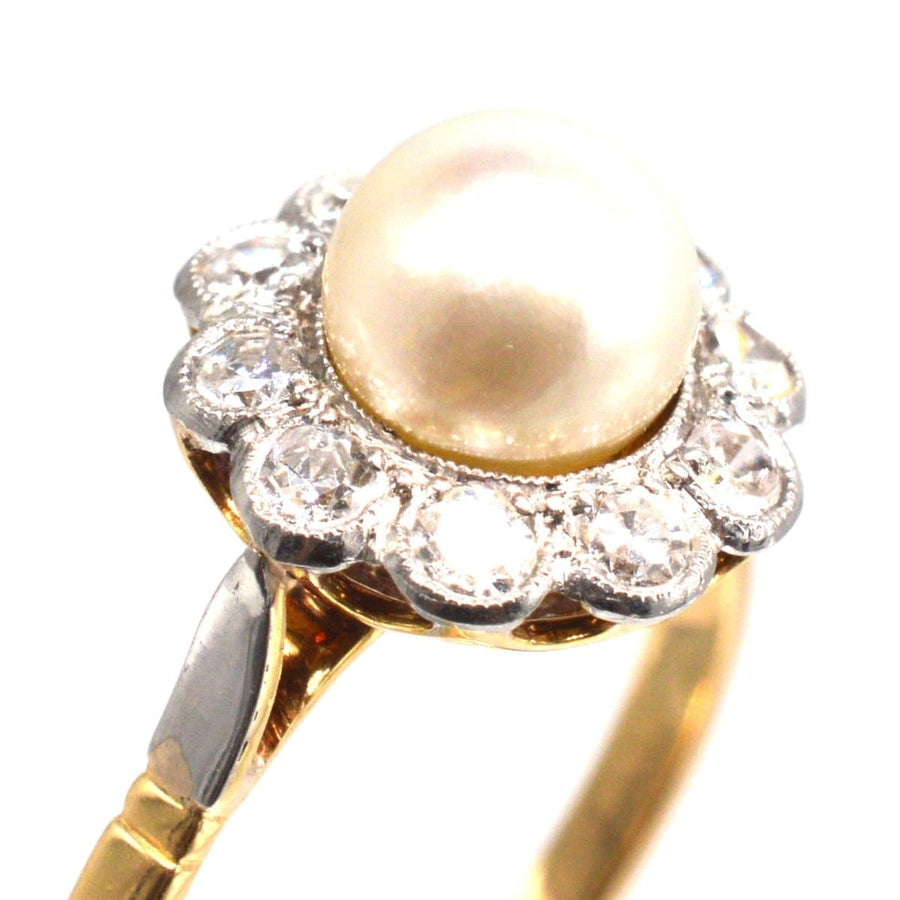 Early 20th Century French 18ct Gold and Platinum, Pearl and Diamond Cluster Ring | Parkin and Gerrish (UK)