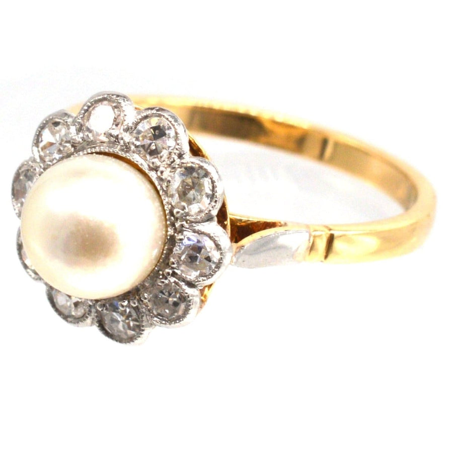 Early 20th Century French 18ct Gold and Platinum, Pearl and Diamond Cluster Ring | Parkin and Gerrish (UK)