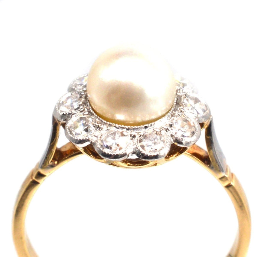 Early 20th Century French 18ct Gold and Platinum, Pearl and Diamond Cluster Ring | Parkin and Gerrish (UK)