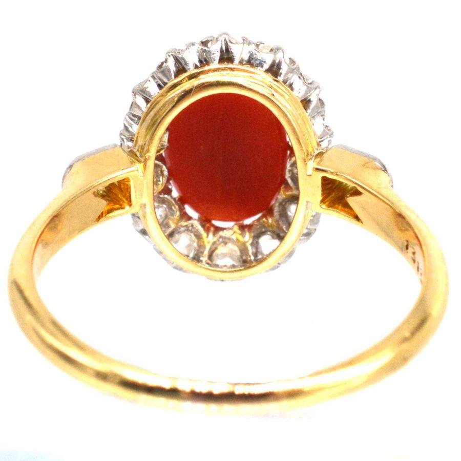 French Belle Époque Hot Red Coral and Diamond Cluster Ring | Parkin and Gerrish (UK)