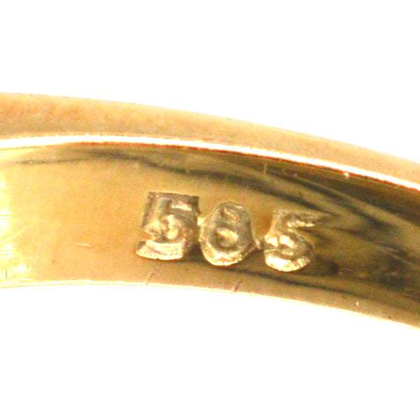 German Mid Century 14ct Gold and Platinum Ruby & Rose Diamond Geometric Ring | Parkin and Gerrish (UK)