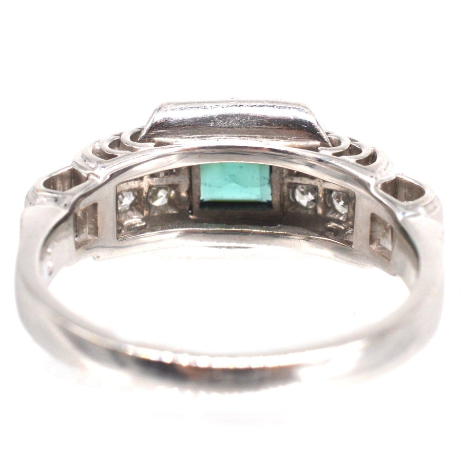 Mid Century Platinum, Green Sapphire and Diamond Ring | Parkin and Gerrish (UK)