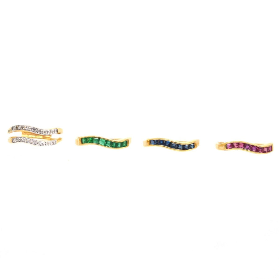 Retro 18ct Gold Tutti Frutti Interchangeable Diamond, Sapphire, Ruby & Emerald Ring | Parkin and Gerrish (UK)