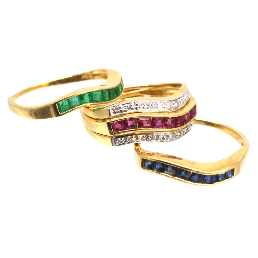 Retro 18ct Gold Tutti Frutti Interchangeable Diamond, Sapphire, Ruby & Emerald Ring