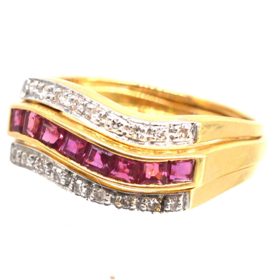 Retro 18ct Gold Tutti Frutti Interchangeable Diamond, Sapphire, Ruby & Emerald Ring | Parkin and Gerrish (UK)