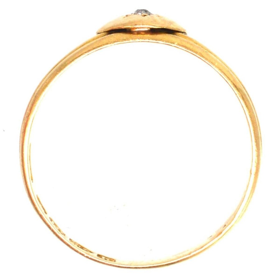 Victorian 18ct Gold Band Keeper Ring with a Heart and a Diamond | Parkin and Gerrish (UK)