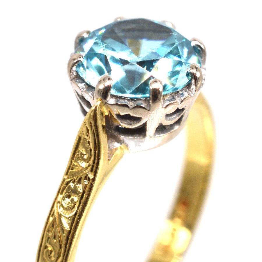 Vintage 18ct Gold and Platinum Zircon Solitaire Ring | Parkin and Gerrish (UK)