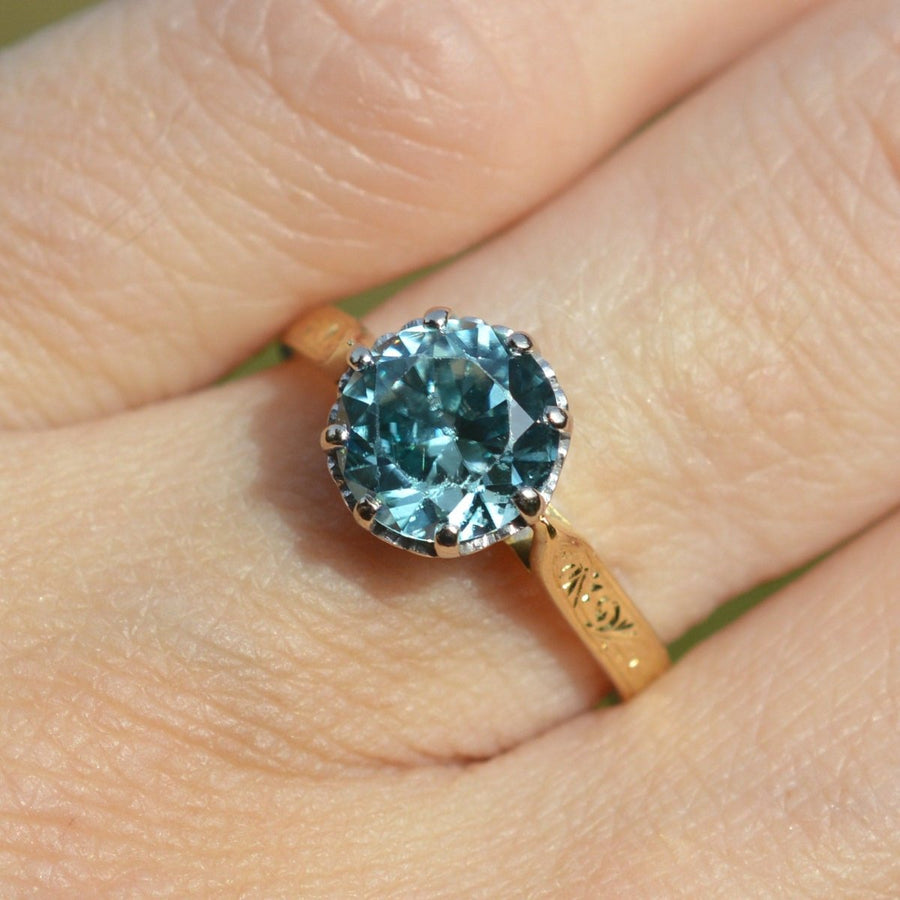 Vintage 18ct Gold and Platinum Zircon Solitaire Ring | Parkin and Gerrish (UK)