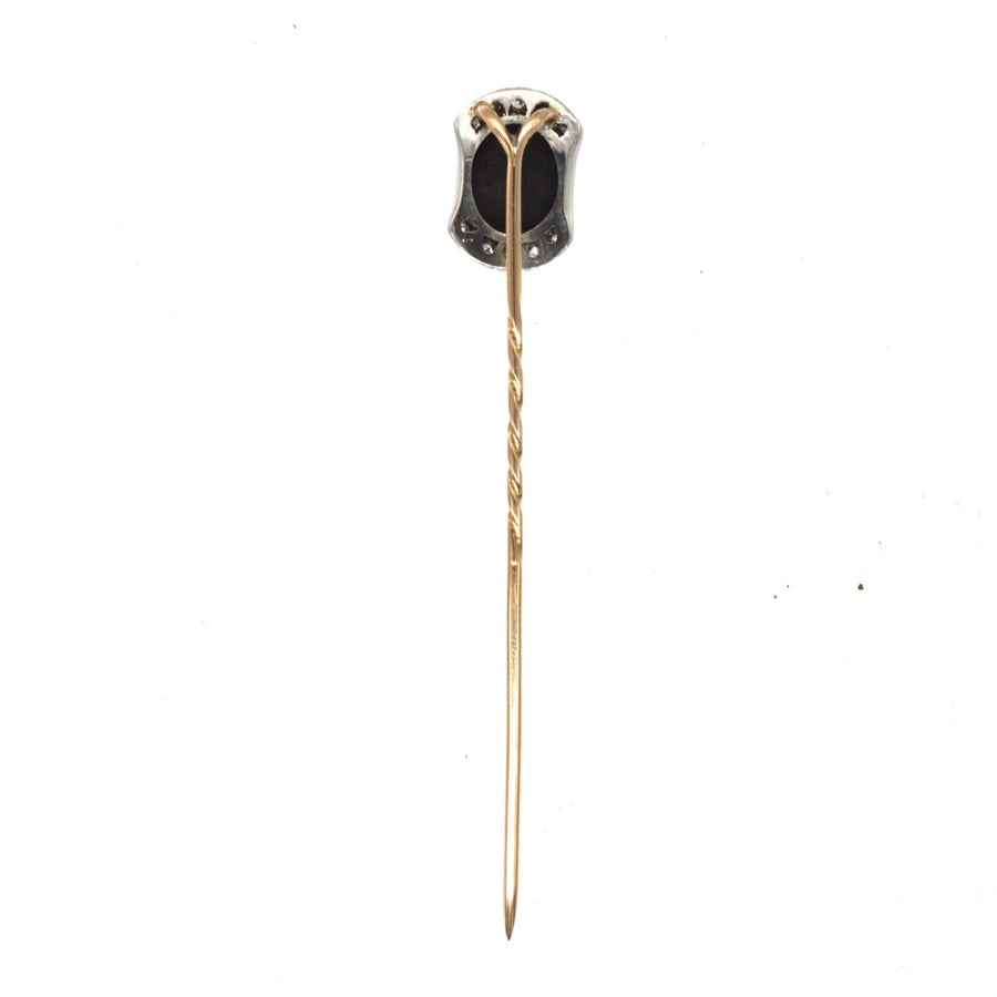 Art Deco 18ct White Gold Onyx Crest Intaglio Tie Pin | Parkin and Gerrish (UK)