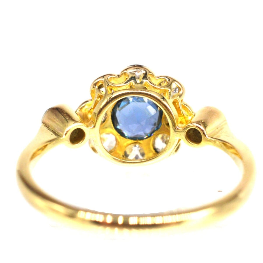 Edwardian 18ct Gold & Platinum, Sapphire & Diamond Cluster Ring | Parkin and Gerrish (UK)