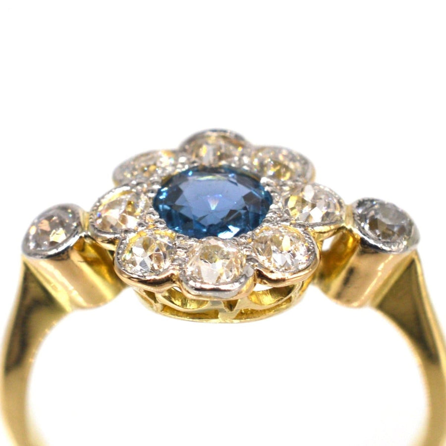 Edwardian 18ct Gold & Platinum, Sapphire & Diamond Cluster Ring | Parkin and Gerrish (UK)