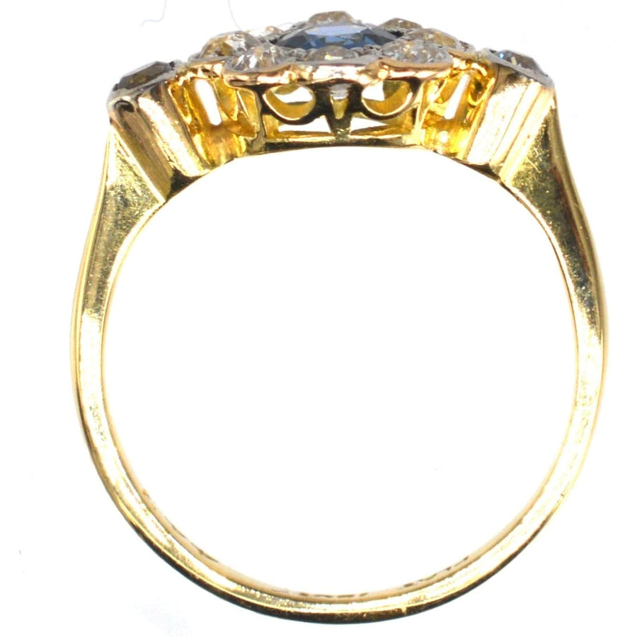 Edwardian 18ct Gold & Platinum, Sapphire & Diamond Cluster Ring | Parkin and Gerrish (UK)