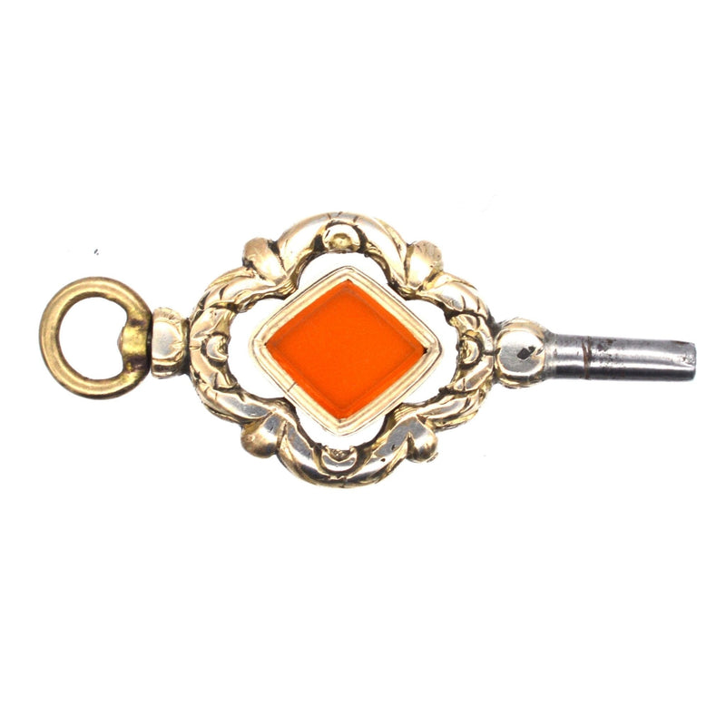 Large Regency Gold Cased Watch Key with Carnelian