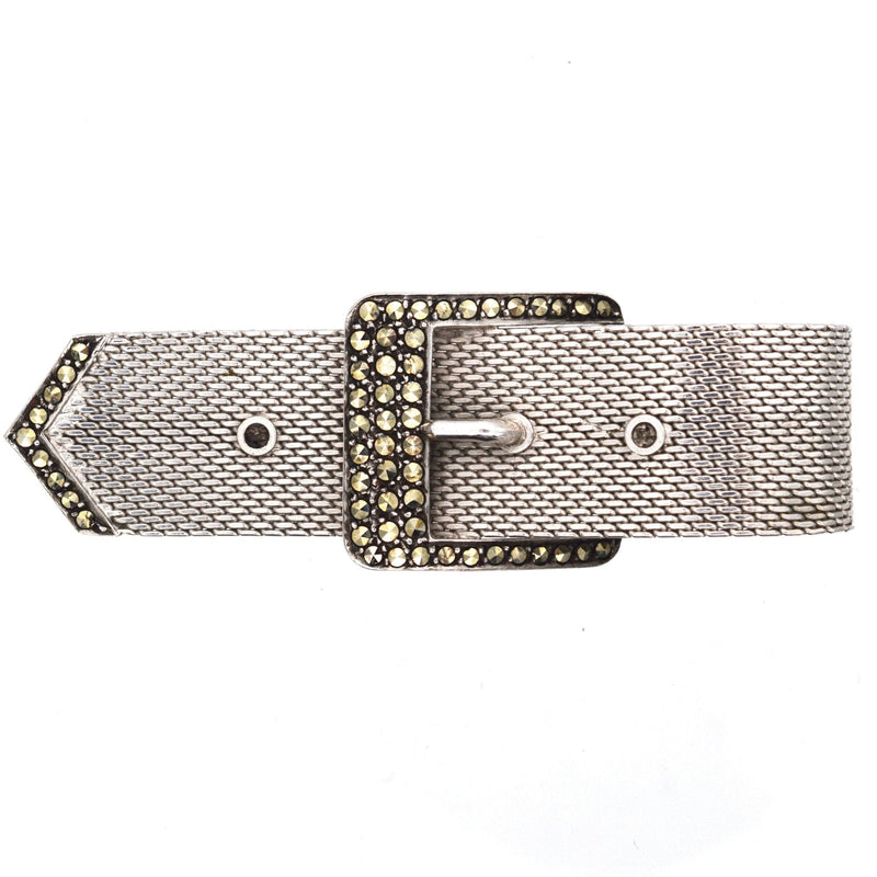 Broche à boucle en argent et marcassite du milieu du siècle